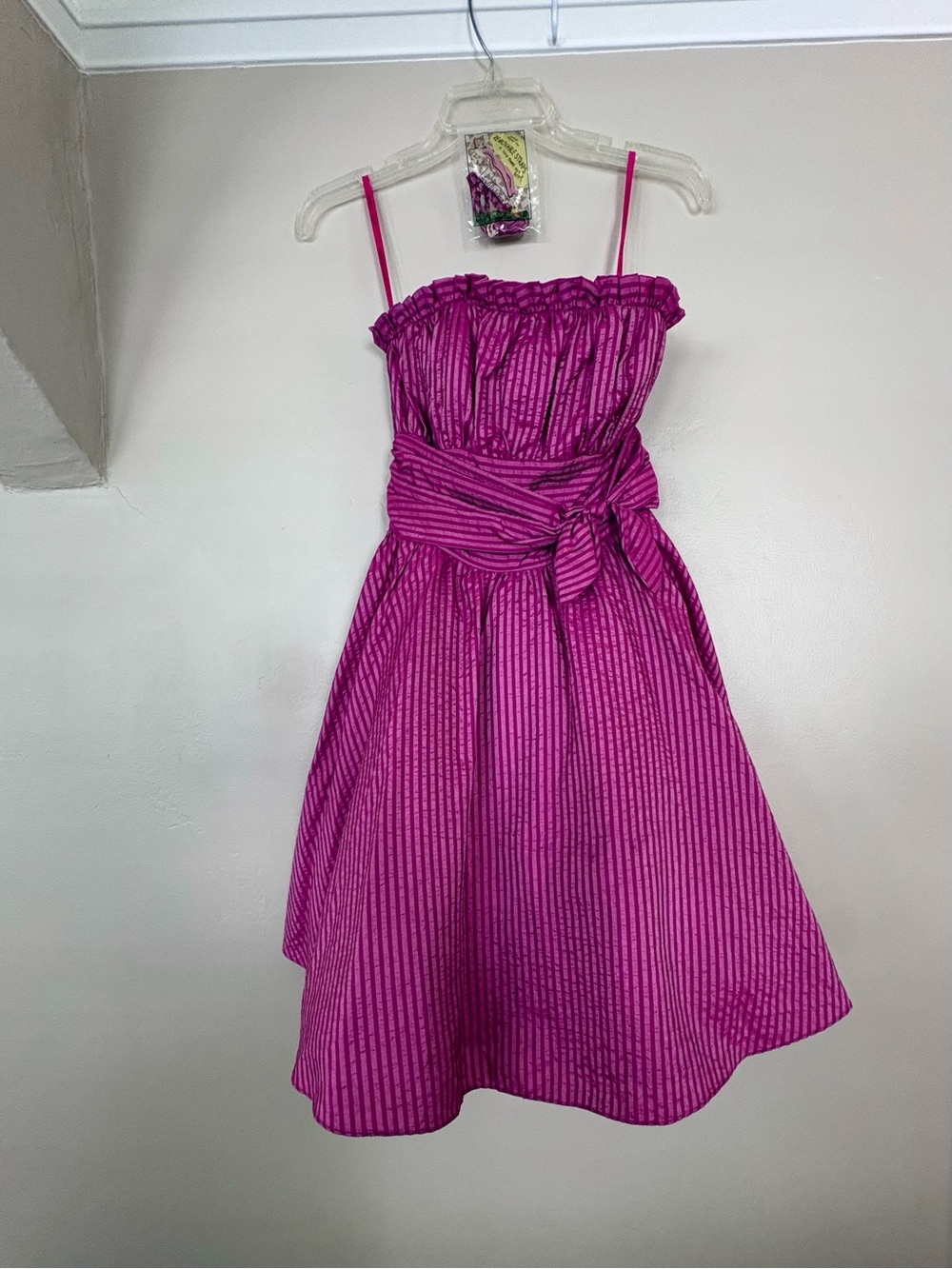 Vintage Y2K Betsey Johnson Magenta Striped Dress w/ Optional Halter Strap Size 2